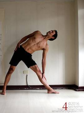 utthita trikonasana (triangle pose), modification for people who can't grab their big toe, Neil Keleher, sensational yoga poses