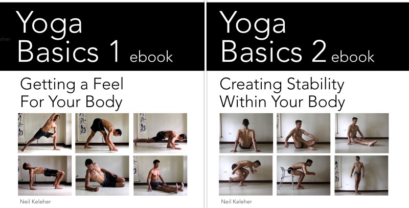 Yoga Basics 1 and Yoga Basics 2 ebook covers, Neil Keleher. Sensational Yoga Poses.